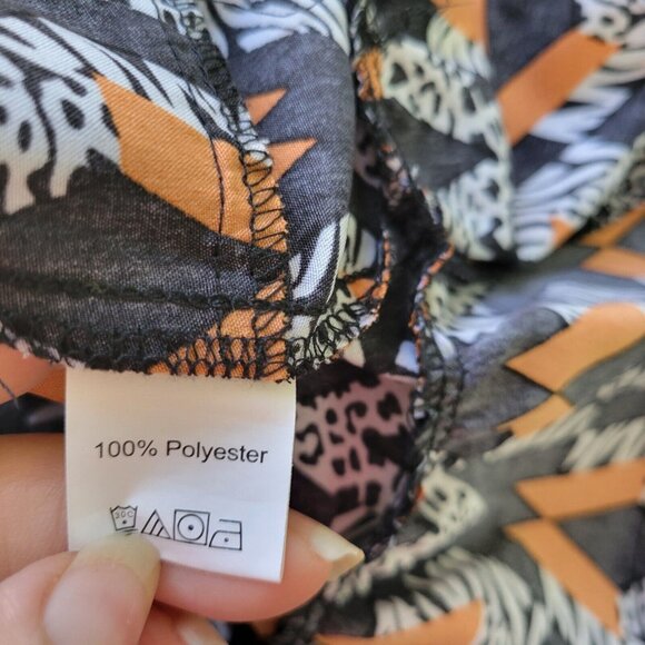 Shein Curve Womens Top 1XL Plus Crop Smock Sleeve Side Zip Orange GEO168E - Picture 9 of 9